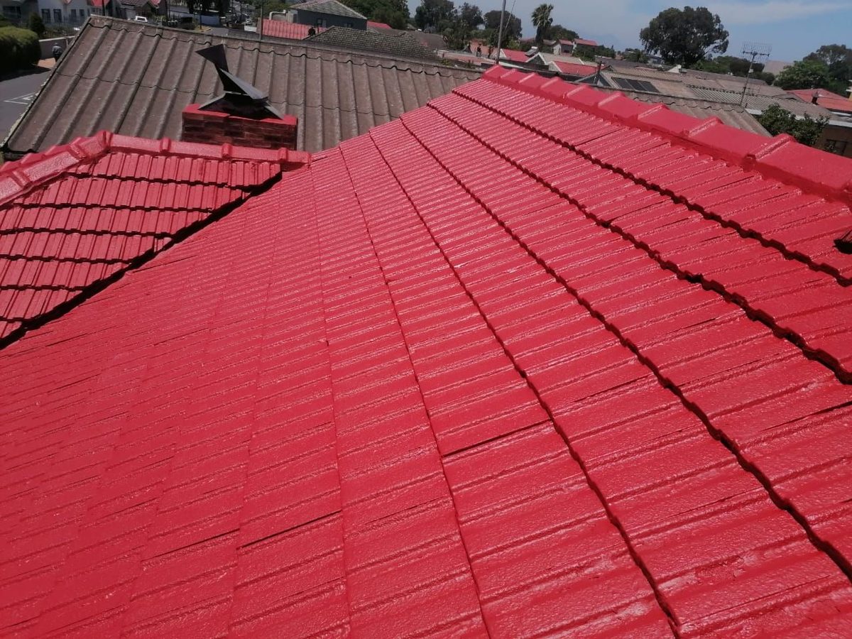 Roof repainting project in progress